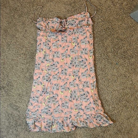 Sophie Rue Floral Pink Mini Sundress with Ruffle Hem Spagetti Strap - Picture 6 of 6